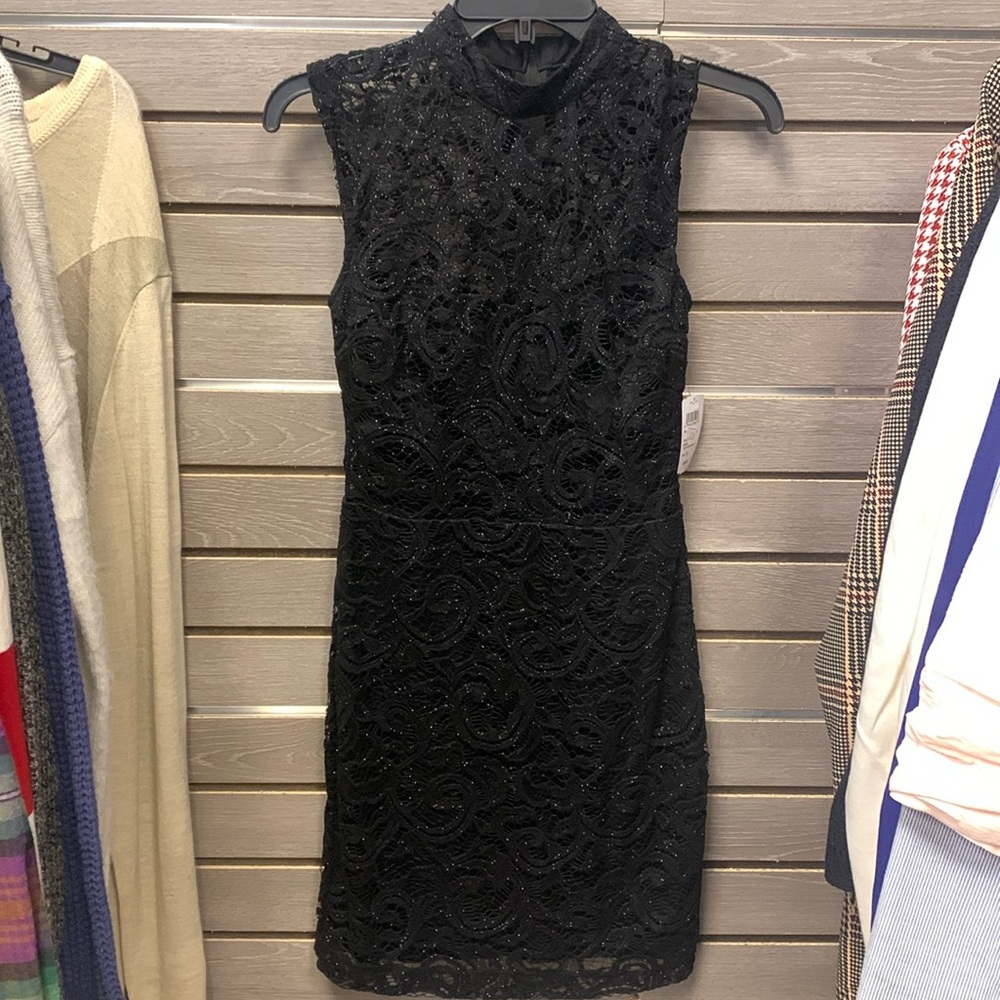 Black lace mini dress